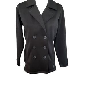 Eddie Bauer Black Double Breasted Collared Long Sleeve Sweater Size M